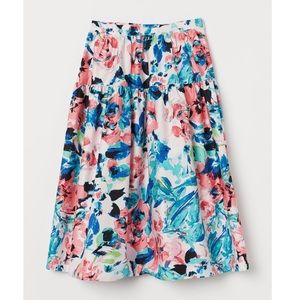 SKIRT Floral High-waist - NWT circle flowy blue/pink tropical